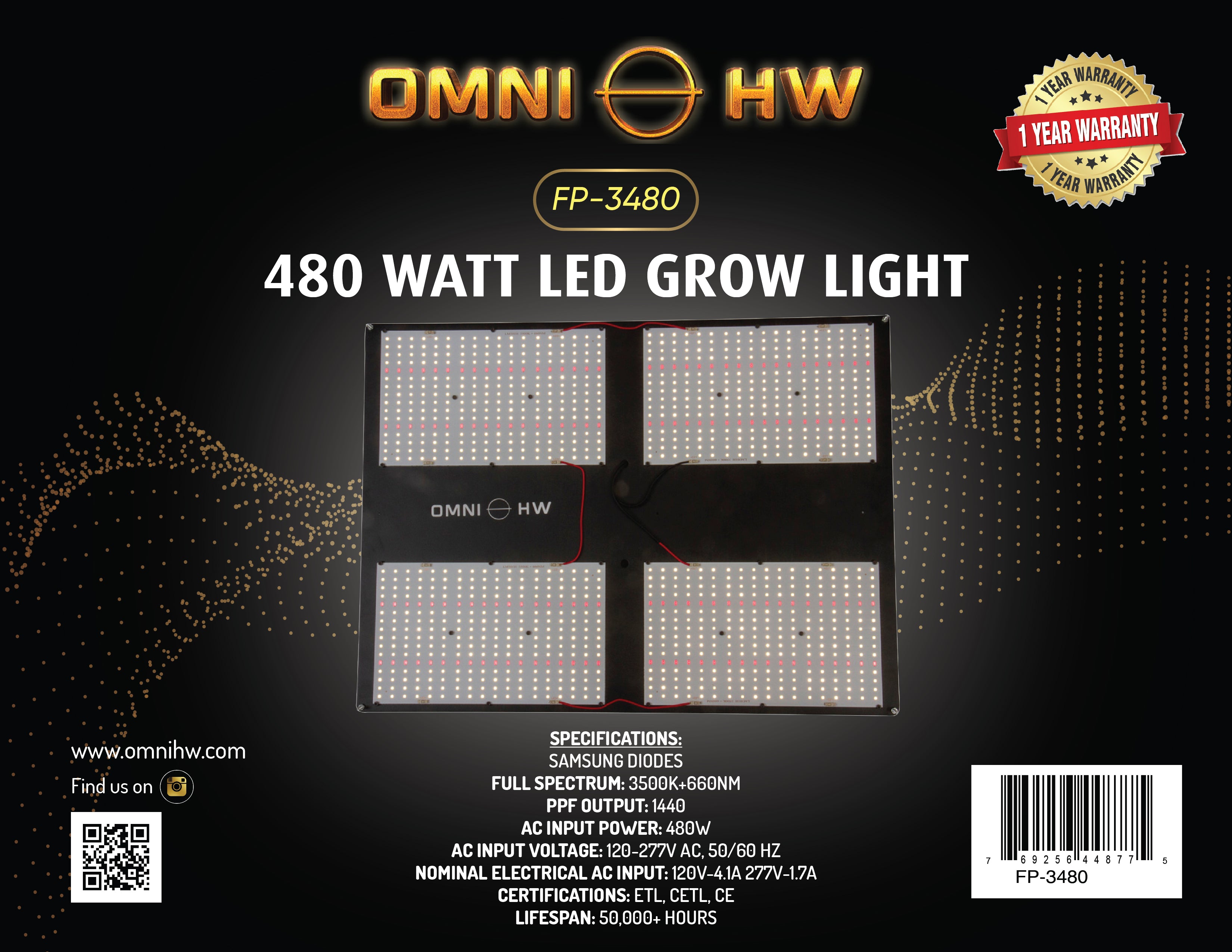 480W LED GROW LIGHT FP 3480 OmniHW